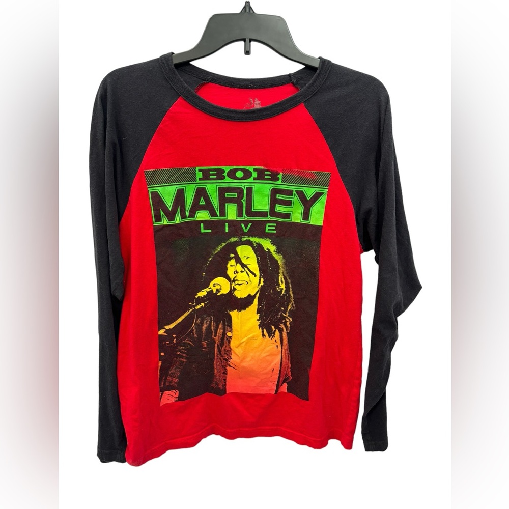 Zion Rootswear Men’s Bob‎ Marley Live Red and Black Long Sleeve Tee Size Medium